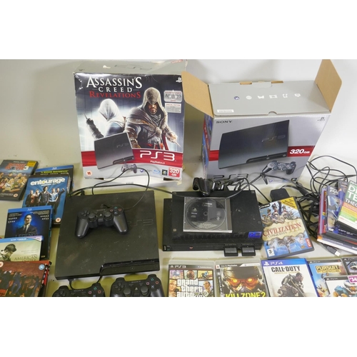 171 - A Sony Playstation 2, Playstation 3, quantity of games, PS3, PS2, PS4 Playstation by PSP, PC games a... 