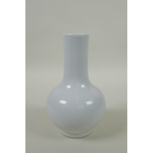 195 - An Oriental white glazed porcelain vase, 6 character mark to base, 16cm high