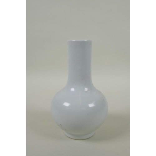 195 - An Oriental white glazed porcelain vase, 6 character mark to base, 16cm high