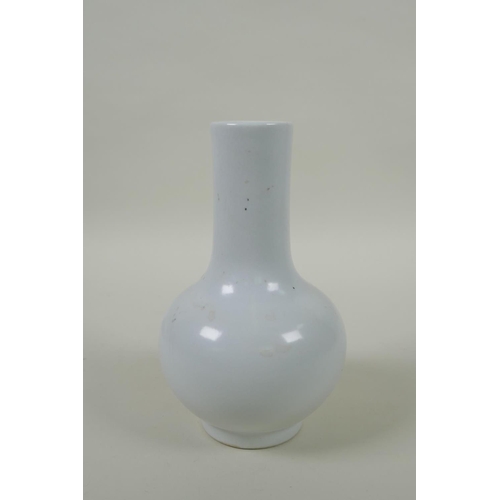 195 - An Oriental white glazed porcelain vase, 6 character mark to base, 16cm high