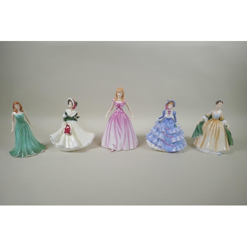 196 - Five boxed Royal Doulton figurines to include Affection, HN5083; Elegance, HN5092; Christmas Day 200... 