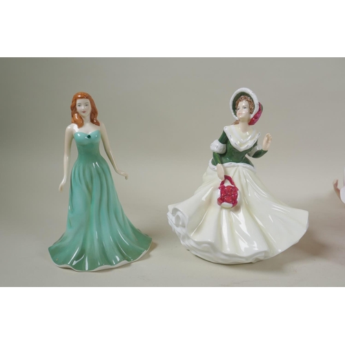 196 - Five boxed Royal Doulton figurines to include Affection, HN5083; Elegance, HN5092; Christmas Day 200... 