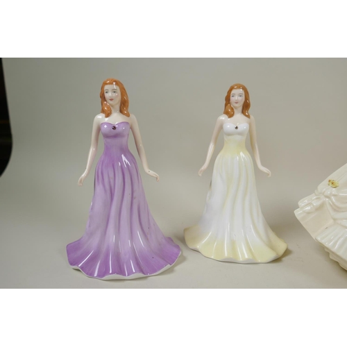 197 - Ten Royal Doulton figurines, to include Bride (Ivory), HN3285; Bridesmaid HN3476; Sweet Sixteen, HN3... 