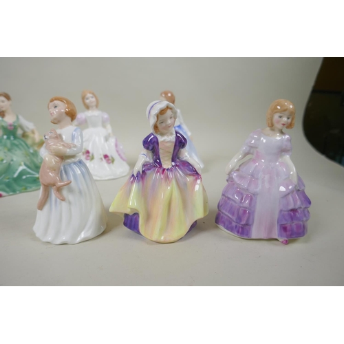 198 - Ten Royal Doulton figurines, to include My First Pet, HN3122; Fair Maiden, HN2211; Elyse, HN5165; Ap... 