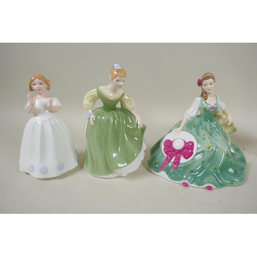 198 - Ten Royal Doulton figurines, to include My First Pet, HN3122; Fair Maiden, HN2211; Elyse, HN5165; Ap... 