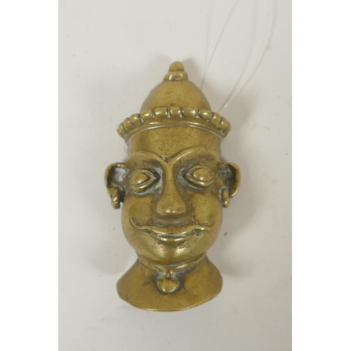 206 - An antique Indian bronze figure together with an Indian bronze head bust, 15cm