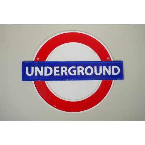 251 - A painted cast iron London underground plaque, 30 x 25cm