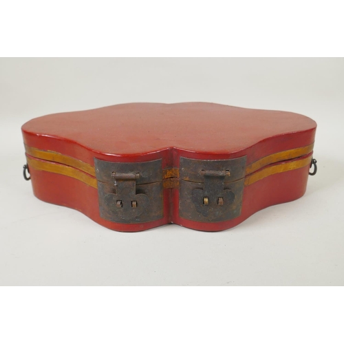 265 - An Oriental red lacquer box, 40 x 25cm