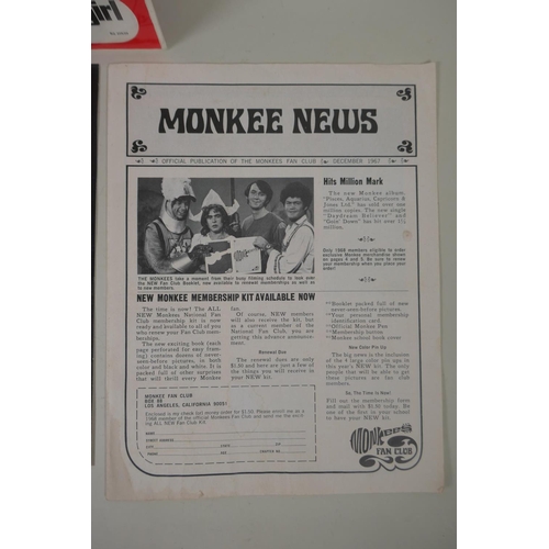 272 - A quantity of Monkees memorabilia to include the Monkees Songs booklet, Monkee News Fanzine, a Brita... 