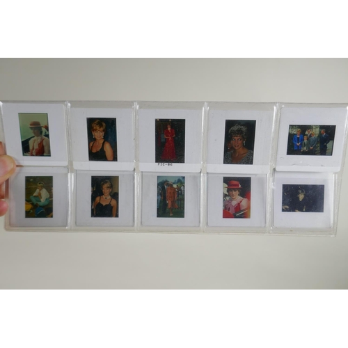 285 - A set of ten photographic slides depicting Princess Diana, and a set of accompanying photographs, 10... 