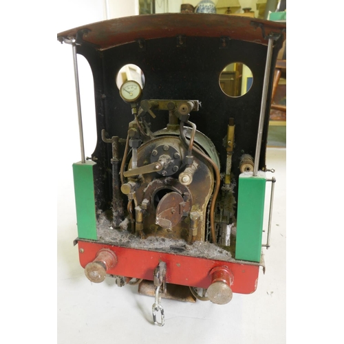 77 - A 5 inch gauge 0-4-0 live steam locomotive, no certificate, 70cm long, 28cm wide, 38cm high