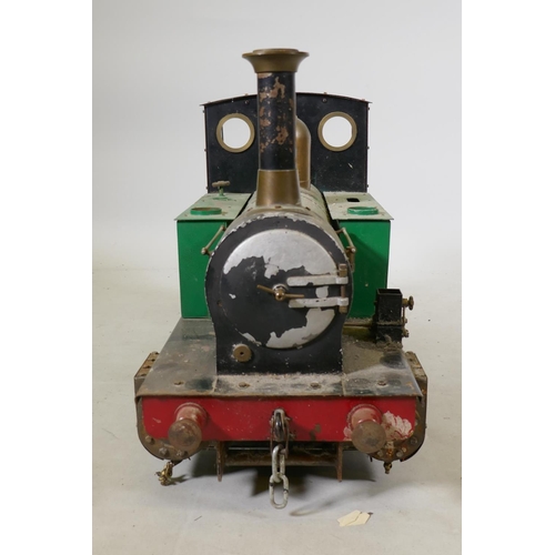 77 - A 5 inch gauge 0-4-0 live steam locomotive, no certificate, 70cm long, 28cm wide, 38cm high