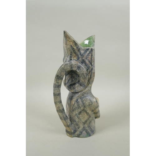 8 - An Amanda Popham (b. 1954) studio pottery figural jug/vase, signed and dated 2014, 25cm high