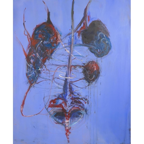 960 - In the manner of Francis Bacon, abstract, unframed, oil on canvas, 80 x 110cm