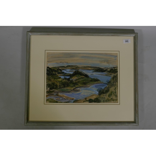 967 - Sylvia Bergin Rowley, (1904-1999), Loch Melfort II, unsigned, labelled verso, watercolour, pen and i... 