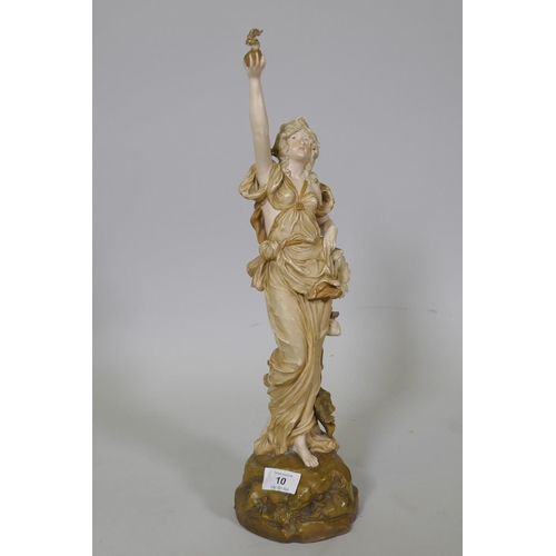 10 - An Art Nouveau Austrian Turn Wien, Ernst Wahliss porcelain figure, impressed 29-4613, 48cm high