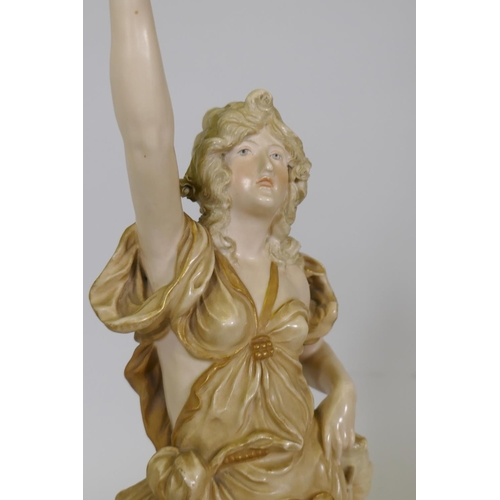 10 - An Art Nouveau Austrian Turn Wien, Ernst Wahliss porcelain figure, impressed 29-4613, 48cm high