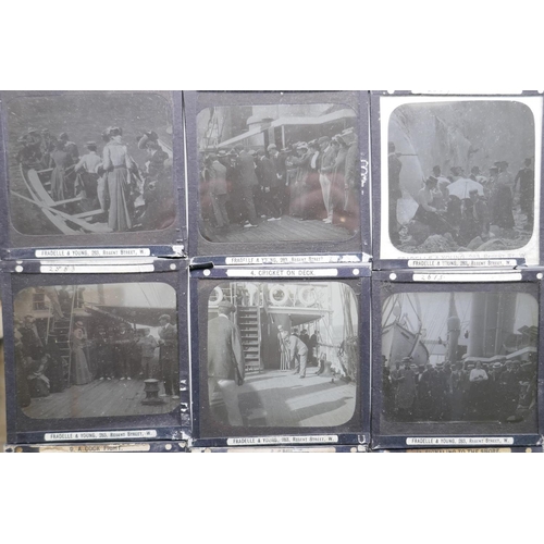 100 - Collection of magic lantern slides by Fradelle & Young, Regent St W, London, scenes from on boar... 