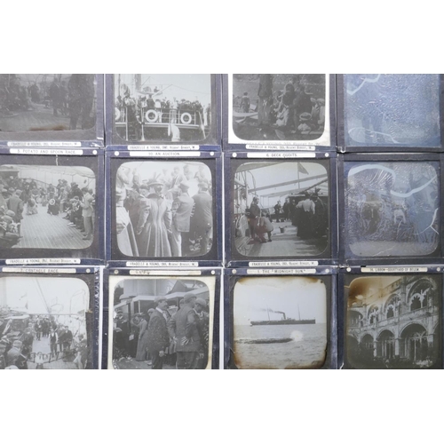 100 - Collection of magic lantern slides by Fradelle & Young, Regent St W, London, scenes from on boar... 