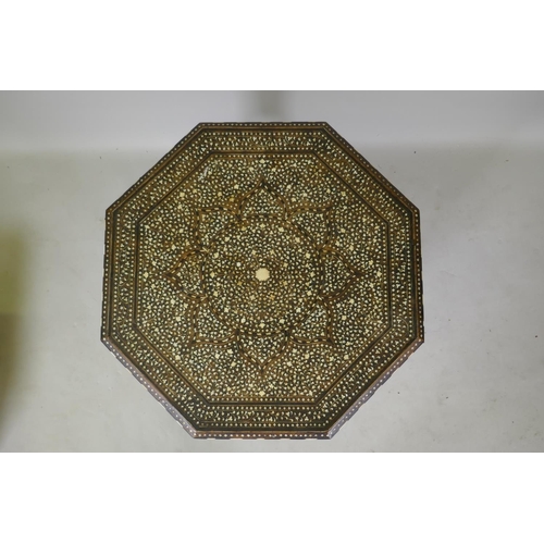 1001 - A late C19th Anglo Indian inlaid Hoshiarpur table, with the remains of the original manufacturer's l... 