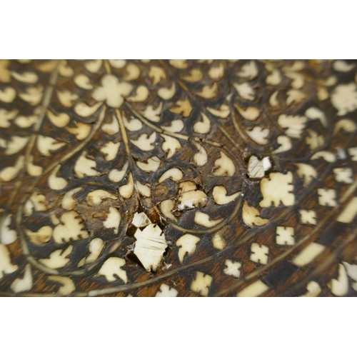 1001 - A late C19th Anglo Indian inlaid Hoshiarpur table, with the remains of the original manufacturer's l... 