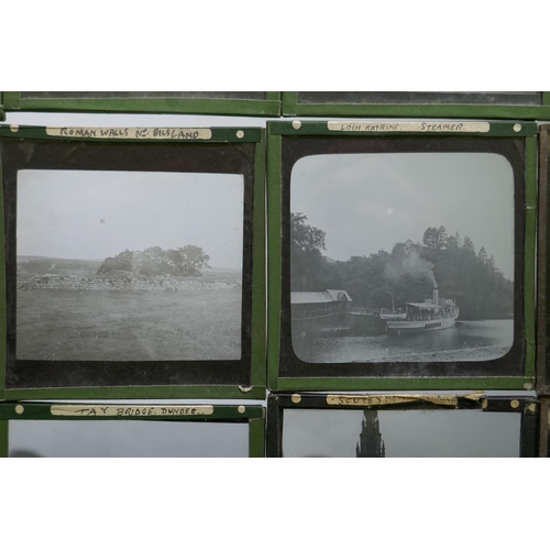 105 - Magic lantern slides, Scotland c.1910, the Lake District, English and Welsh countryside, some colour... 