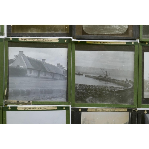 105 - Magic lantern slides, Scotland c.1910, the Lake District, English and Welsh countryside, some colour... 