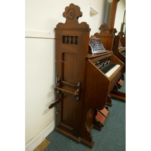 1056 - An Alphonse Cary of Newbury walnut cased organ, with carved and pierced fret decoration, 133 x 62 x ... 