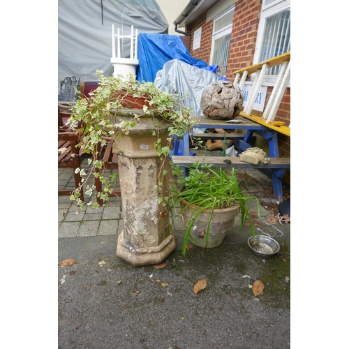 1102 - A Victorian terracotta chimney pot, and a terracotta planter, pot 92cm high