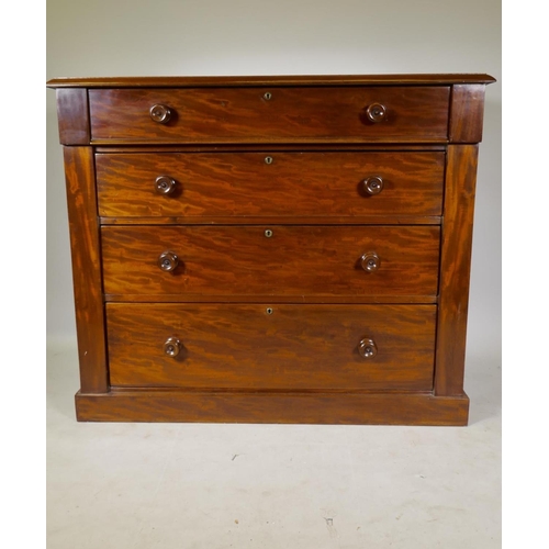 1209 - A good Victorian mahogany Scotch chest of four long drawers, original wood handles and brass locks, ... 