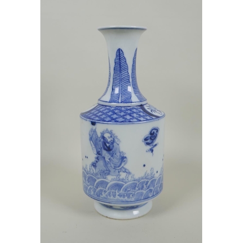 143 - A Chinese blue and white porcelain vase with dragon and immortal decoration, produced by the state o... 