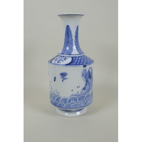 143 - A Chinese blue and white porcelain vase with dragon and immortal decoration, produced by the state o... 