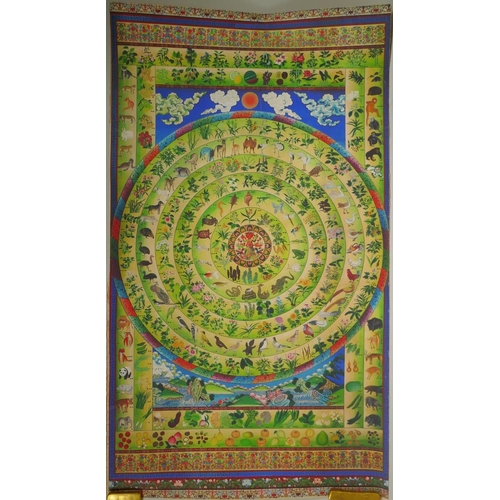 161 - A Sino Tibetan printed thangka/mandala, 52 x 90cm