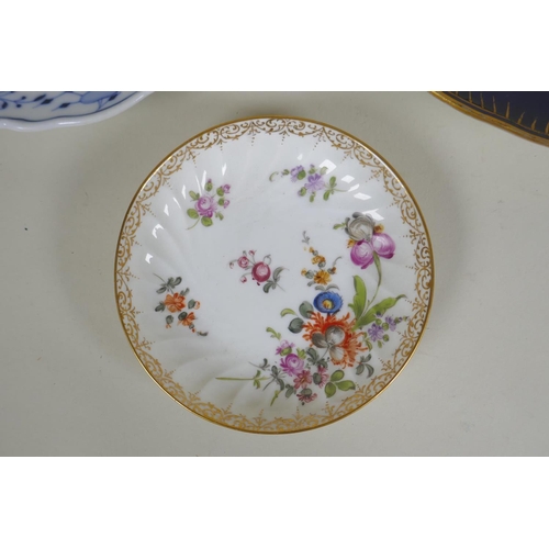 166 - A collection of C19th and C20th Meissen porcelain with floral decoration, 24cm largest