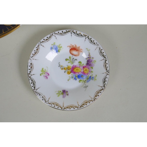 166 - A collection of C19th and C20th Meissen porcelain with floral decoration, 24cm largest