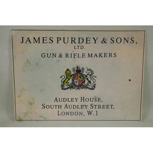 167 - A vintage style 'James Purdy & Sons, Gun and Rifle Makers' tin sign, 70 x 50cm