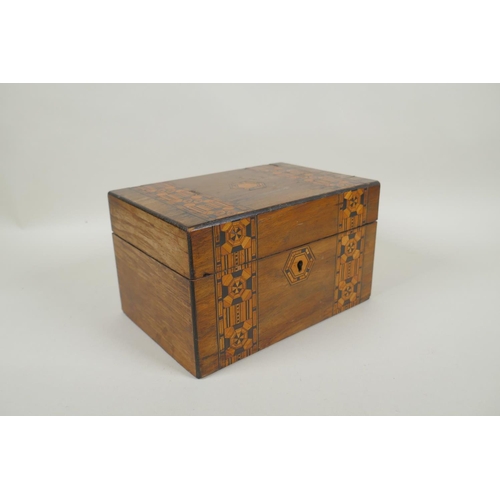 169 - An antique Tunbridge ware marquetry box, 23 x 15cm, 14cm high