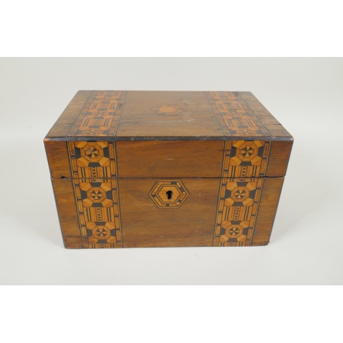 169 - An antique Tunbridge ware marquetry box, 23 x 15cm, 14cm high