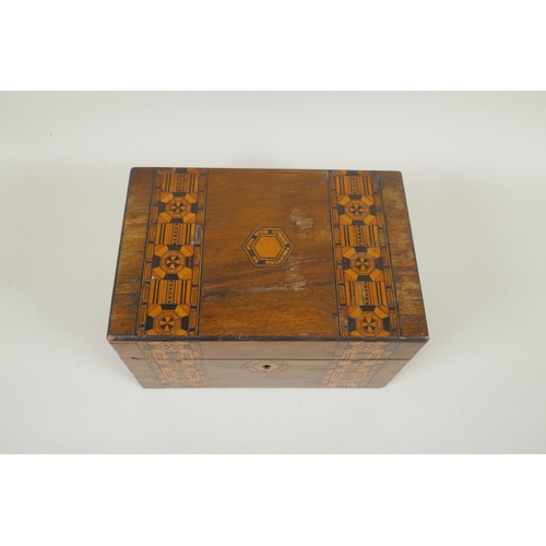 169 - An antique Tunbridge ware marquetry box, 23 x 15cm, 14cm high