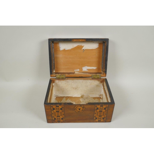 169 - An antique Tunbridge ware marquetry box, 23 x 15cm, 14cm high