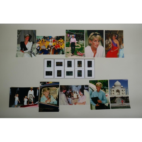 171 - A set of ten photographic slides depicting Princess Diana, and a set of accompanying photographs, 10... 