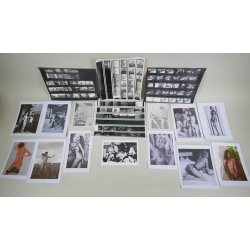 172 - A quantity of mid to late C20th glamour and fetish photographs, contact sheets and prints, largest 2... 