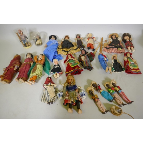 179 - A collection of antique dolls, Dutch, French, Scandinavian, including three Indian women in saris&nb... 