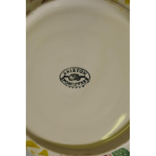 190 - A Brixton pottery spongeware planter and dish, 28cm diameter