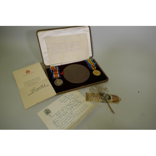 2 - A WWI death plaque and medals awarded to 2787 Pte S.G. Melville 5th London Regt, in presentation cas... 