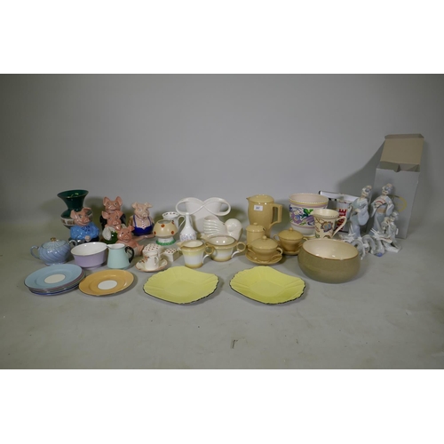 297 - Collectable pottery: Wade NatWest piggy banks, Shelley porcelain, Wedgwood Bourn-Vita, Poole, Honito... 