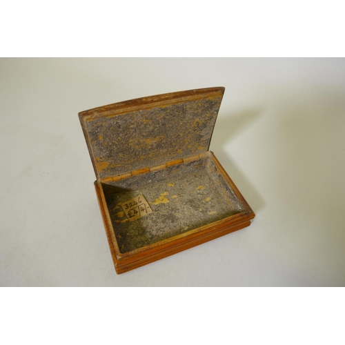 3 - A C19th Scottish sycamore snuff box in the manner of Daniel Craig, the top inlaid with fourteen spec... 