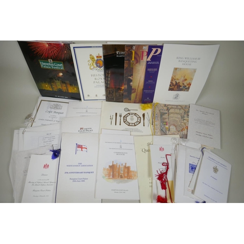 37 - A quantity of Hampton Court Palace related ephemera to include banquet invitations, seating charts a... 