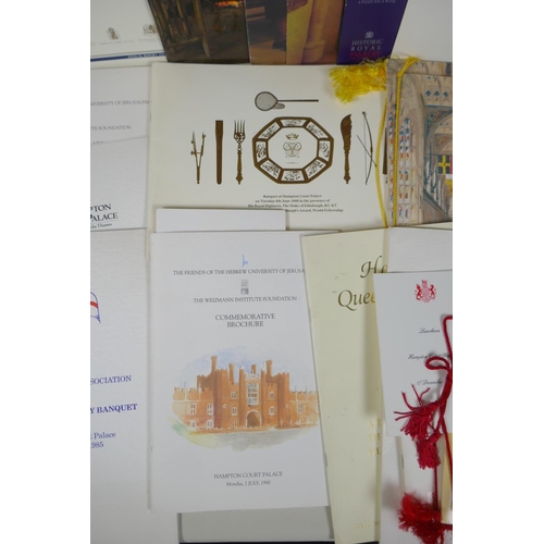 37 - A quantity of Hampton Court Palace related ephemera to include banquet invitations, seating charts a... 