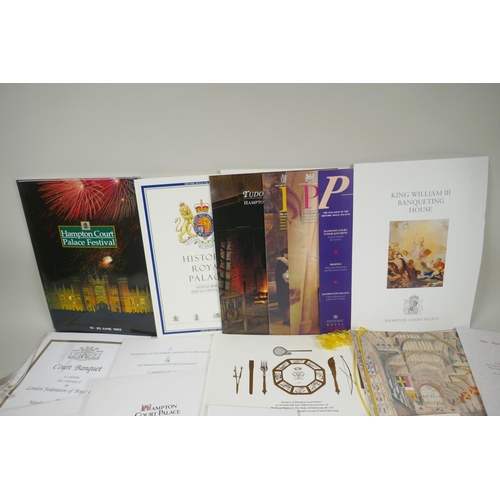 37 - A quantity of Hampton Court Palace related ephemera to include banquet invitations, seating charts a... 